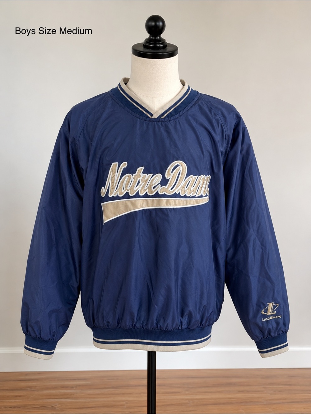 Vintage Notre Dame Kids’ Wind Breaker Jacket Kids’ Medium 10/12 Embroidered